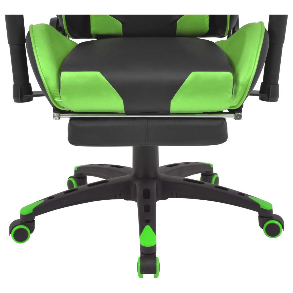 Atlošiama biuro/žaidimų kėdė su atrama kojoms, žalia