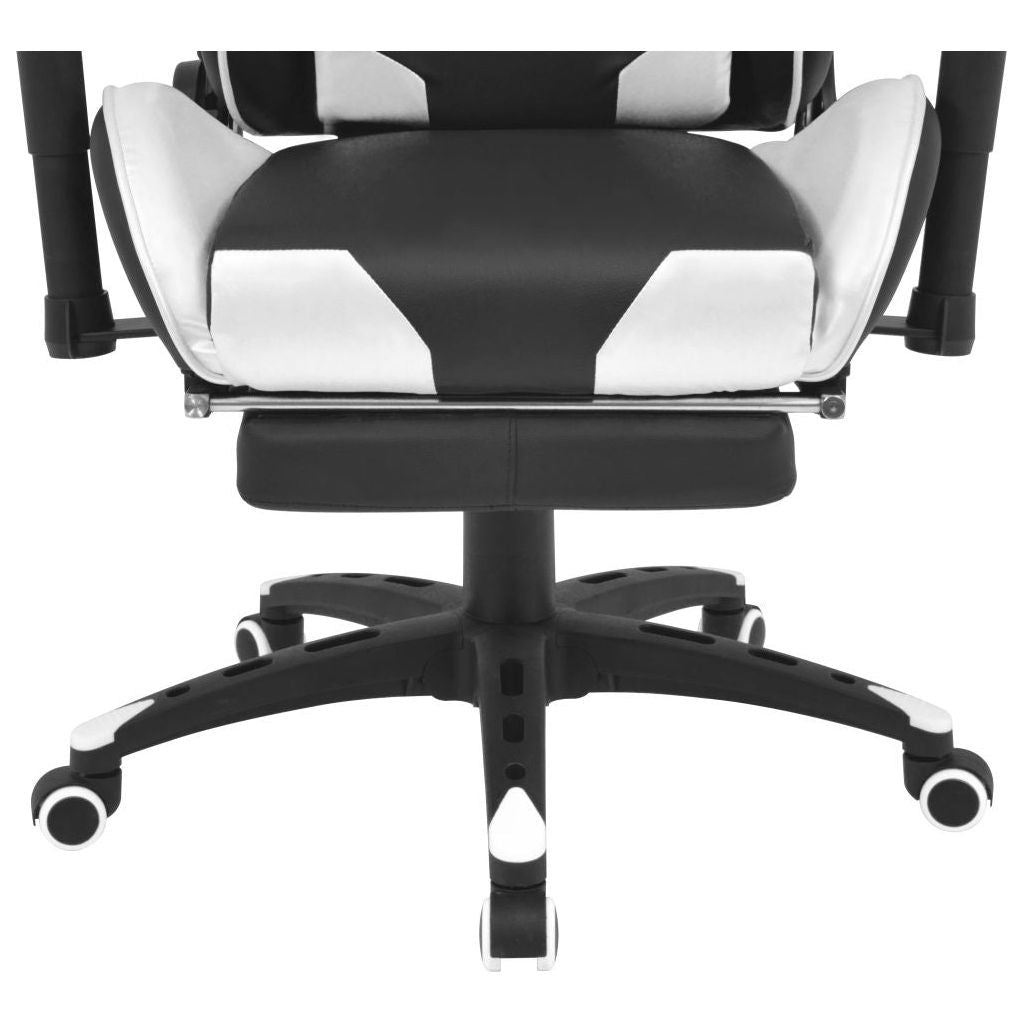 Atlošiama biuro/žaidimų kėdė su atrama kojoms, baltos spalvos
