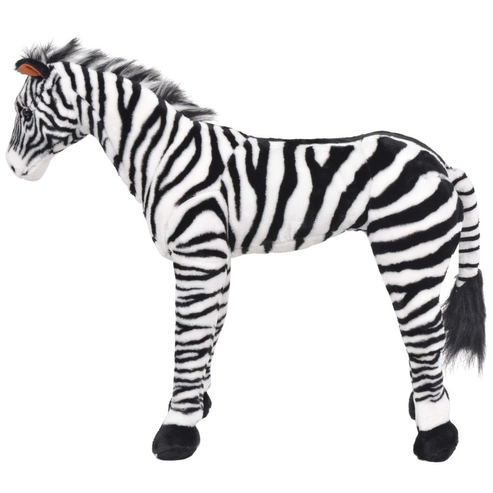 Stovintis pliušinis žaislas zebras, baltas ir juodas, XXL