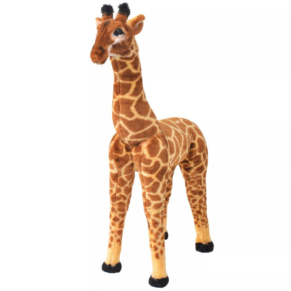 Stovintis pliušinis žaislas žirafa, ruda ir geltona, XXL