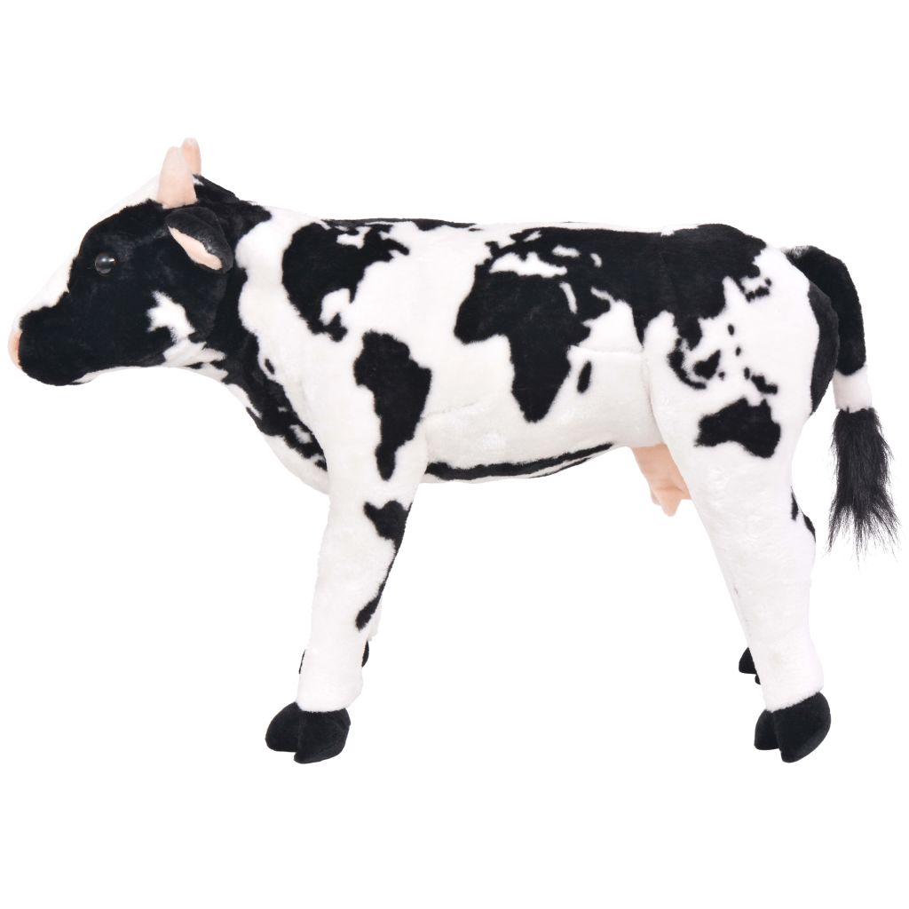Stovintis pliušinis žaislas karvė, baltas ir juodas, XXL