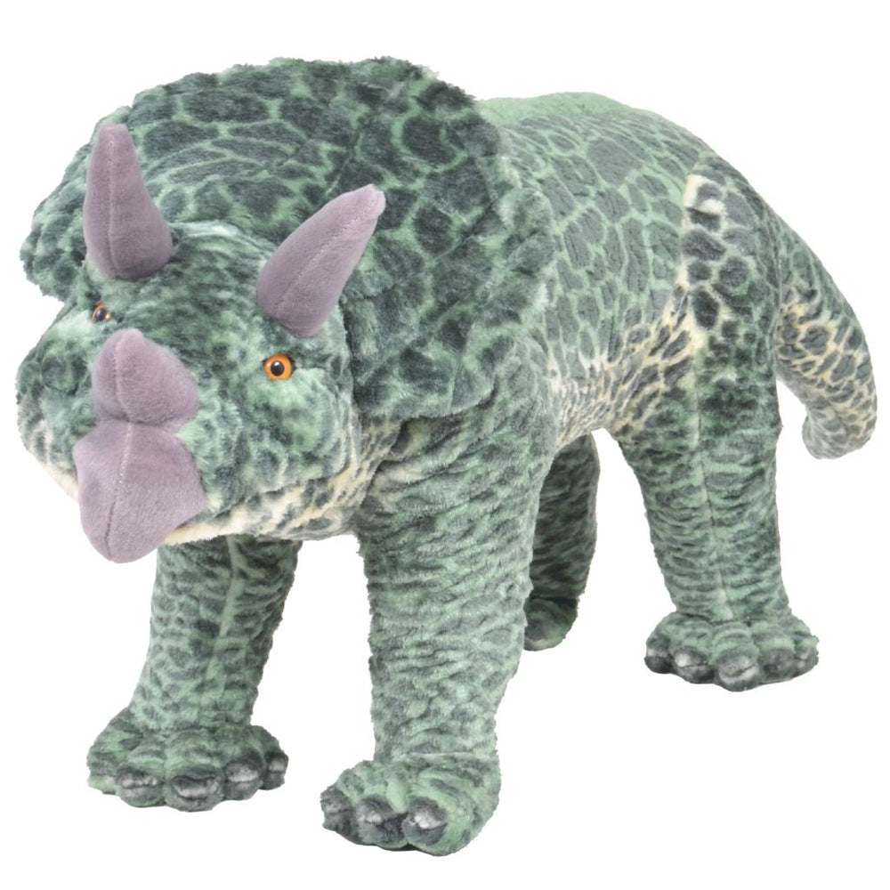 Pastat. pliušin. žaislas dinozauras triceraptorius, žalias, XXL