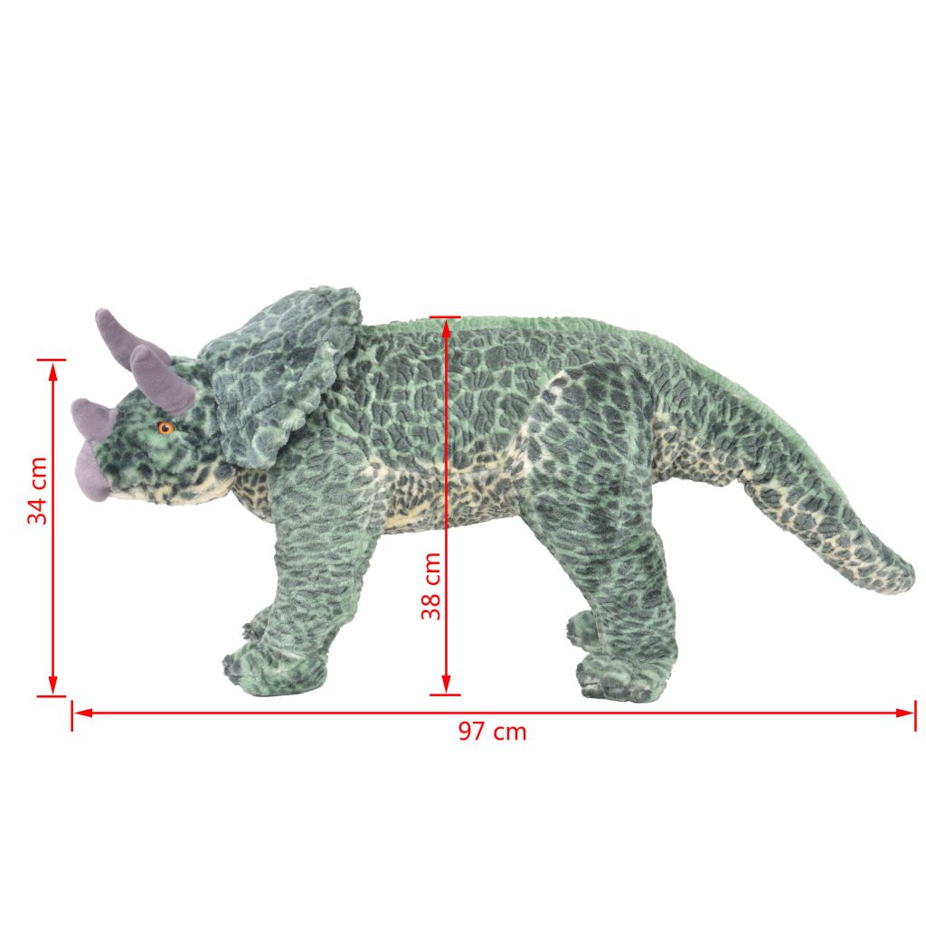 Pastat. pliušin. žaislas dinozauras triceraptorius, žalias, XXL