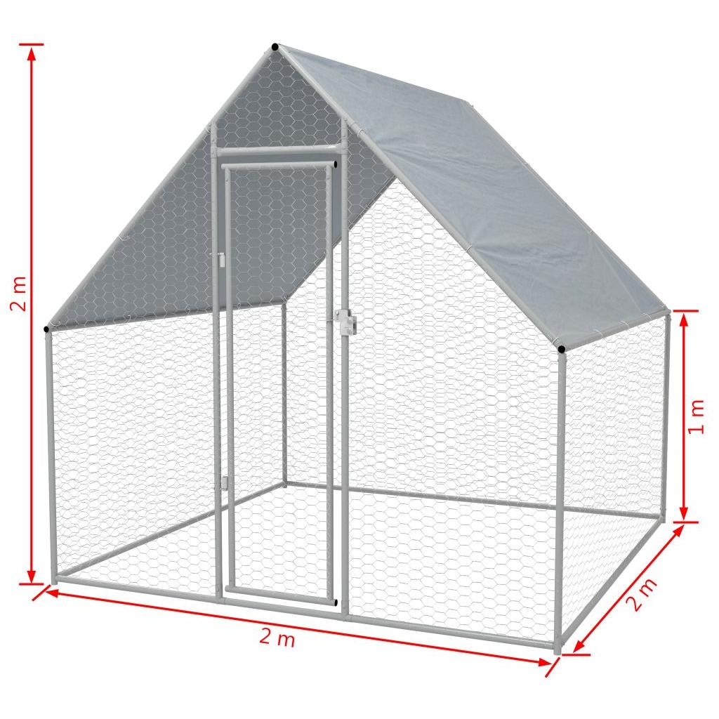 Lauko narvas viščiukams, cinkuotas plienas, 2x2x2 m