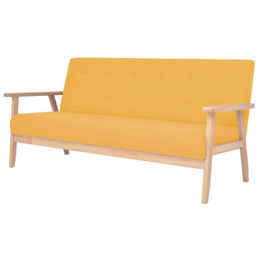 Trivietė sofa, audinys, geltona