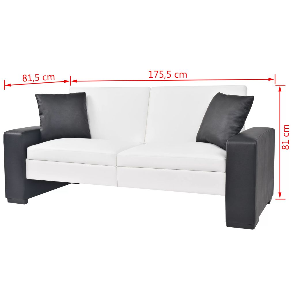 Sofa-lova su porankiais, PVC, balta, reguliuojama