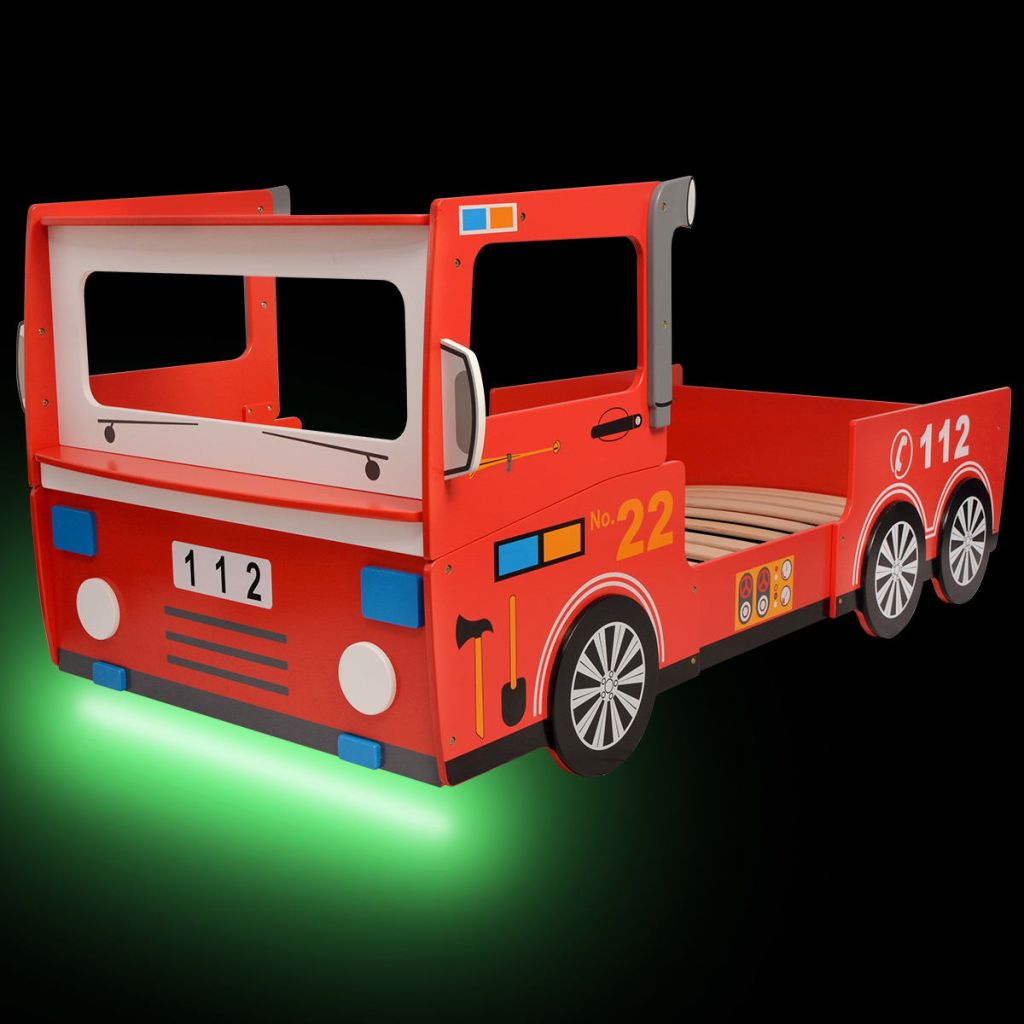 Vaikiška lova ugniagesių mašina, LED, su Memory čiužiniu