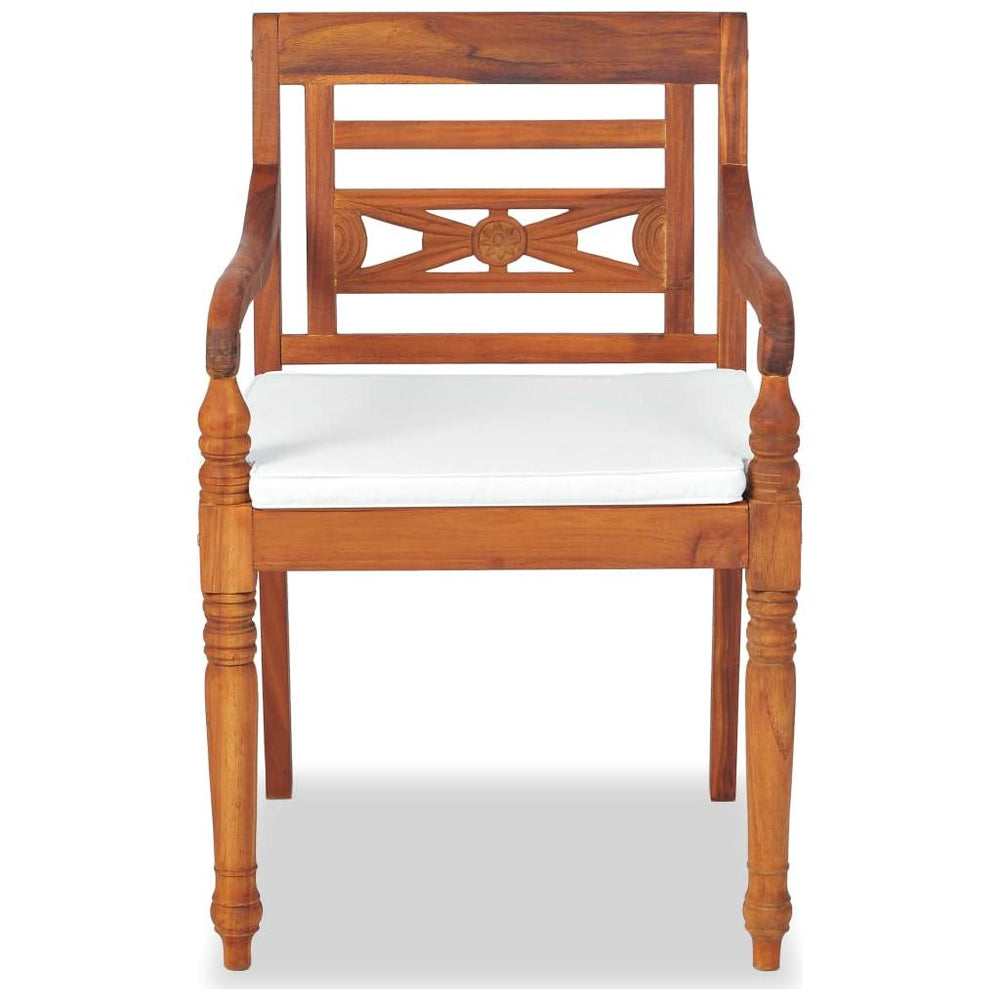 Batavia kėdės, 2 vnt., su pagalvėlėmis, tikmedžio mediena