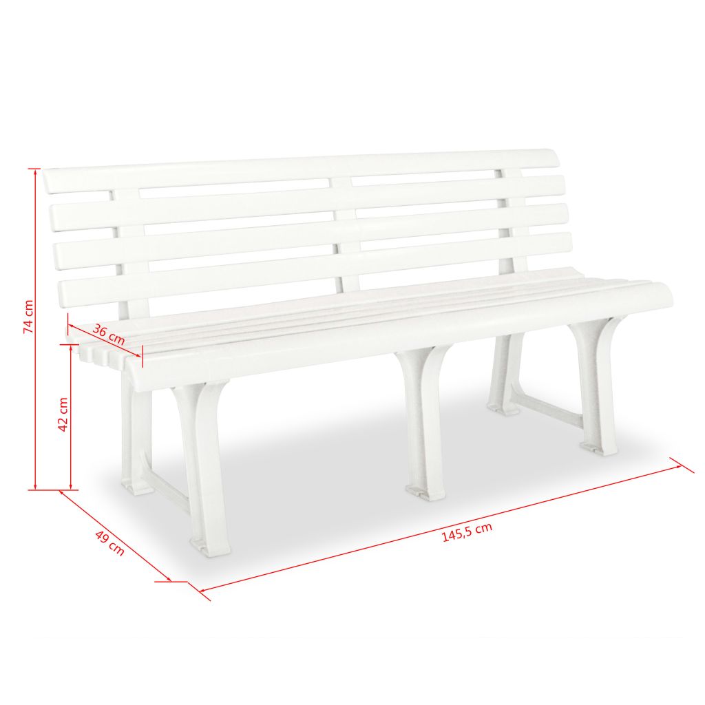 Sodo suoliukas, 145,5cm, plastikas, baltas