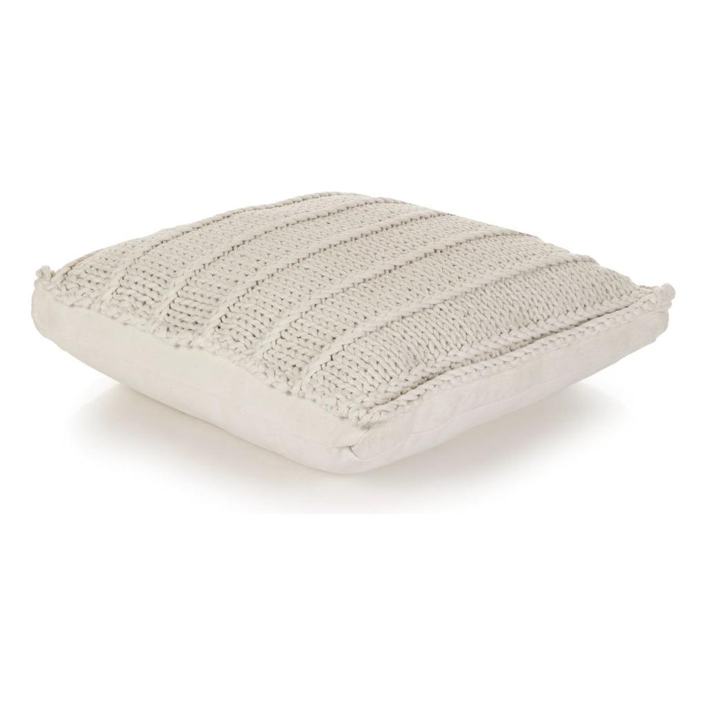 Grindų pagalvėlė, balta, 60x60cm, medvilnė, kvadratinė, megzta