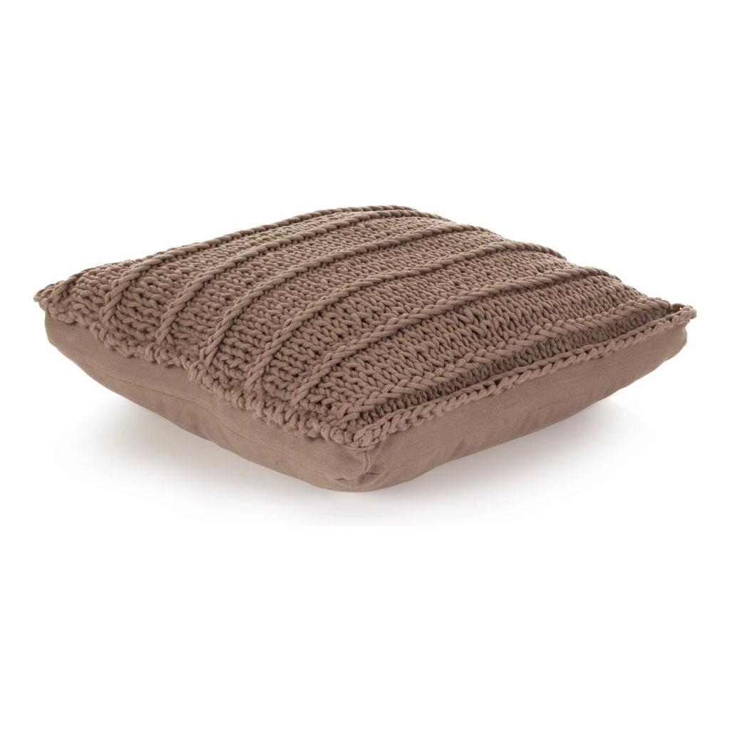 Grindų pagalvėlė, ruda, 60x60cm, medvilnė, kvadratinė, megzta