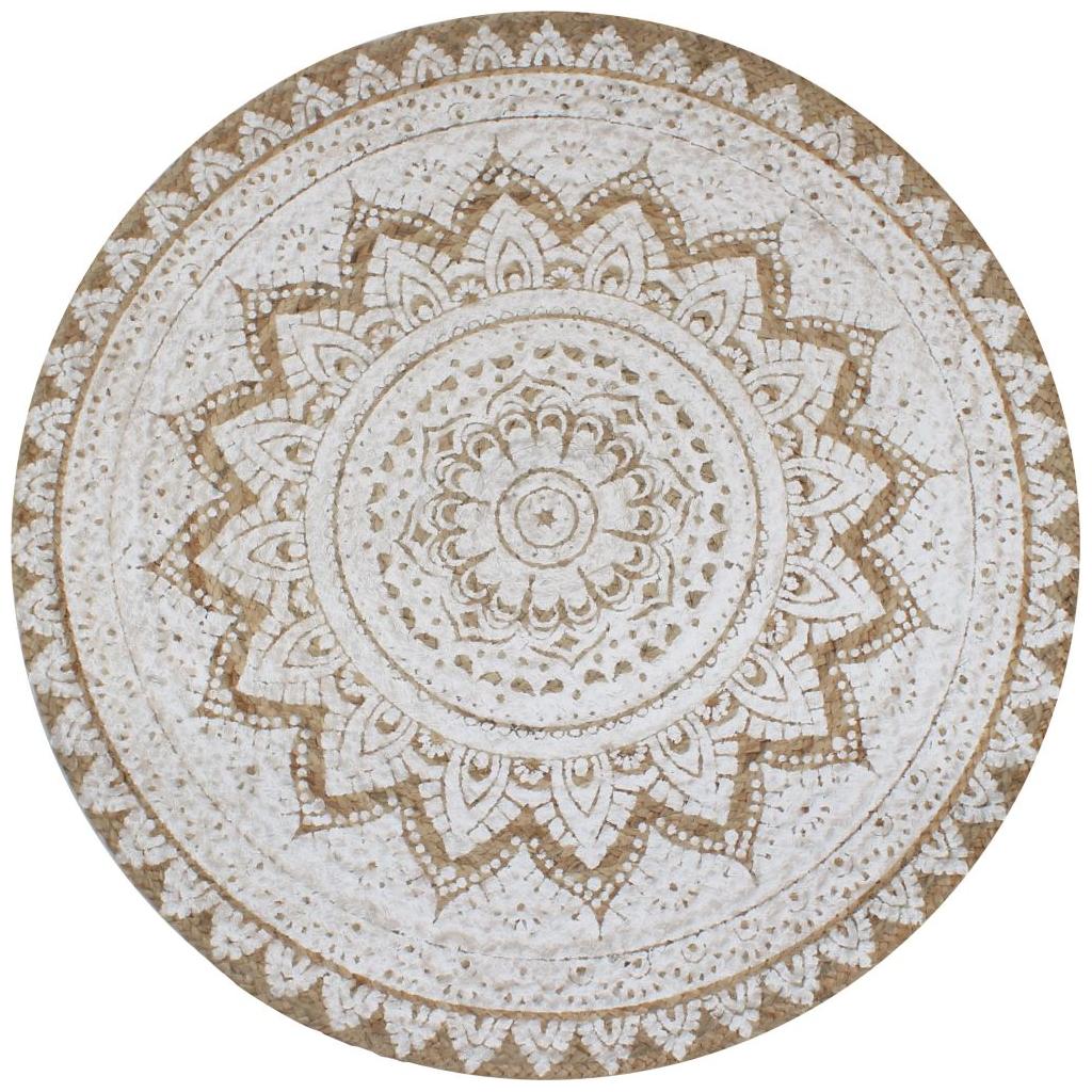 Kilimas, pintas džiutas, raštuotas, 150cm, apvalus
