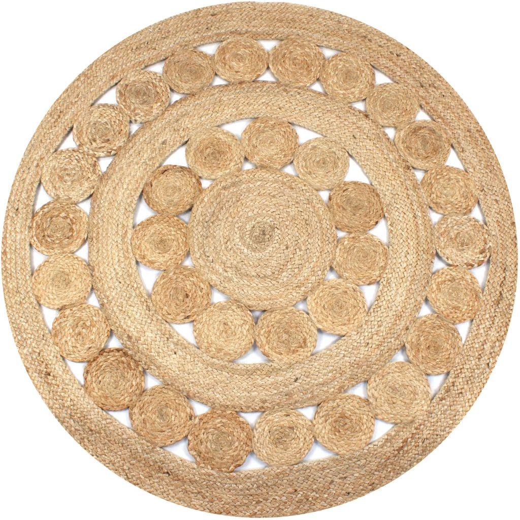 Kilimas, pintas dizainas, džiutas, 150cm, apvalus