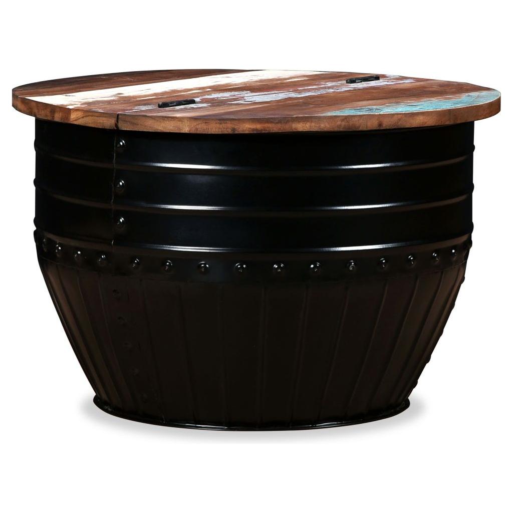 Kavos staliukas, perdirbta mediena, statinės forma, juodas