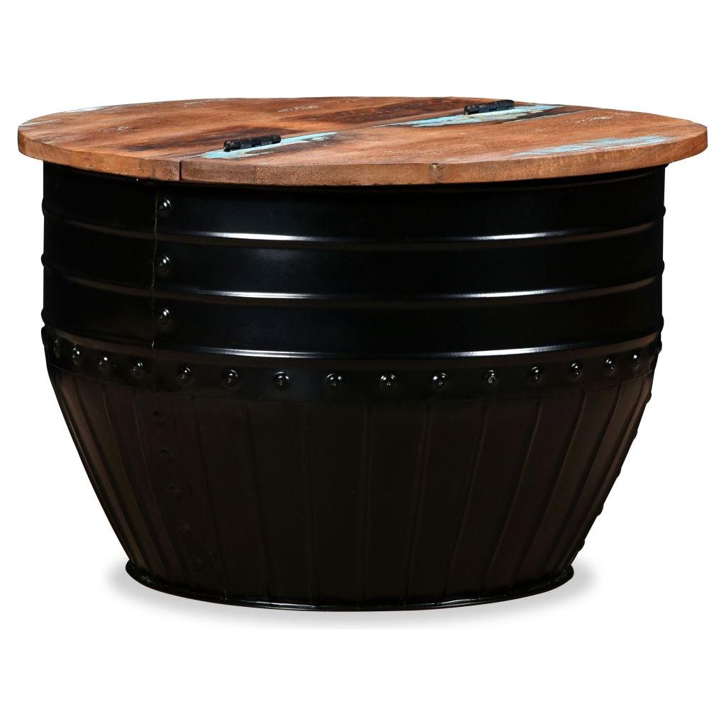 Kavos staliukas, perdirbta mediena, statinės forma, juodas