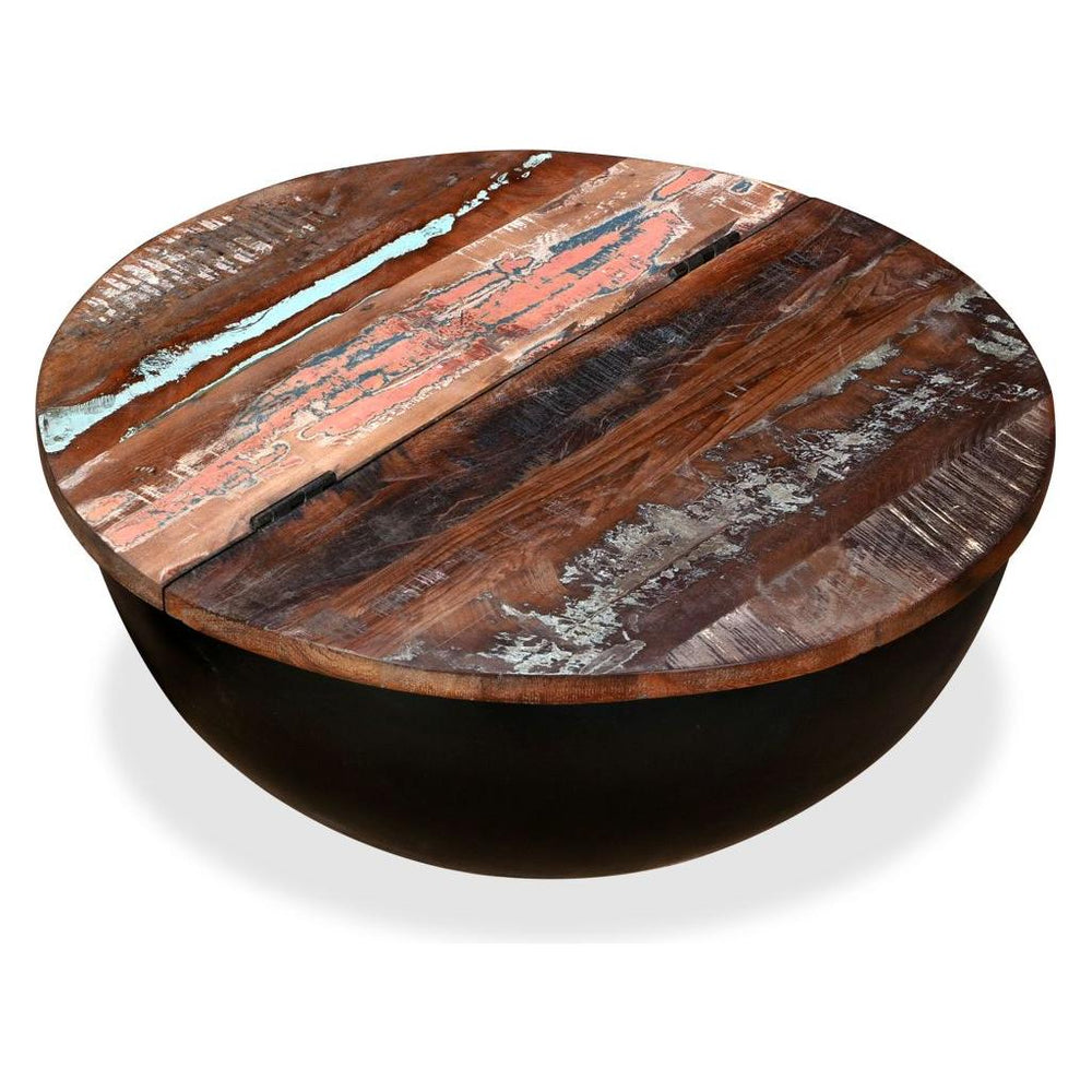 Kavos staliukas, perdirbta mediena, dubens forma, juodas