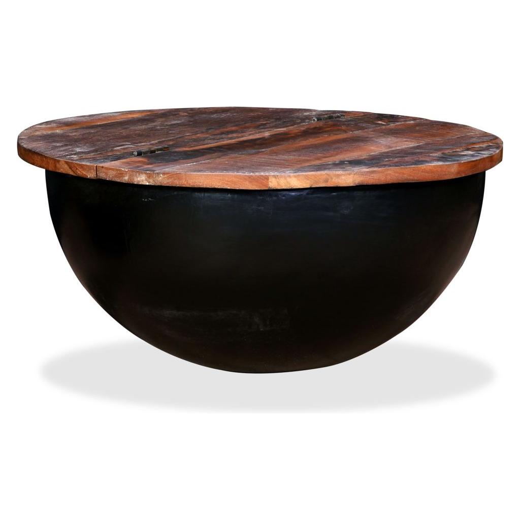 Kavos staliukas, perdirbta mediena, dubens forma, juodas