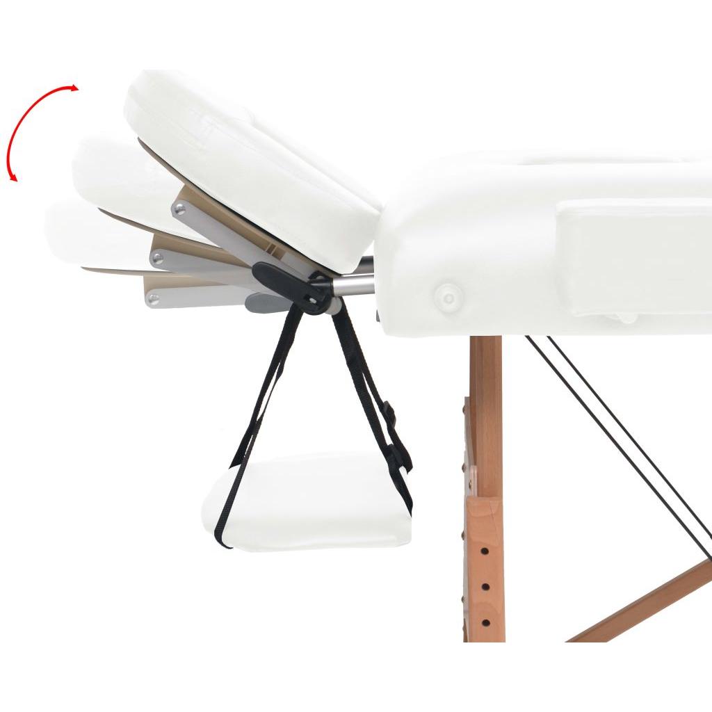 2 zonų sulankstomas masažinis stalas, 10 cm storio, baltas