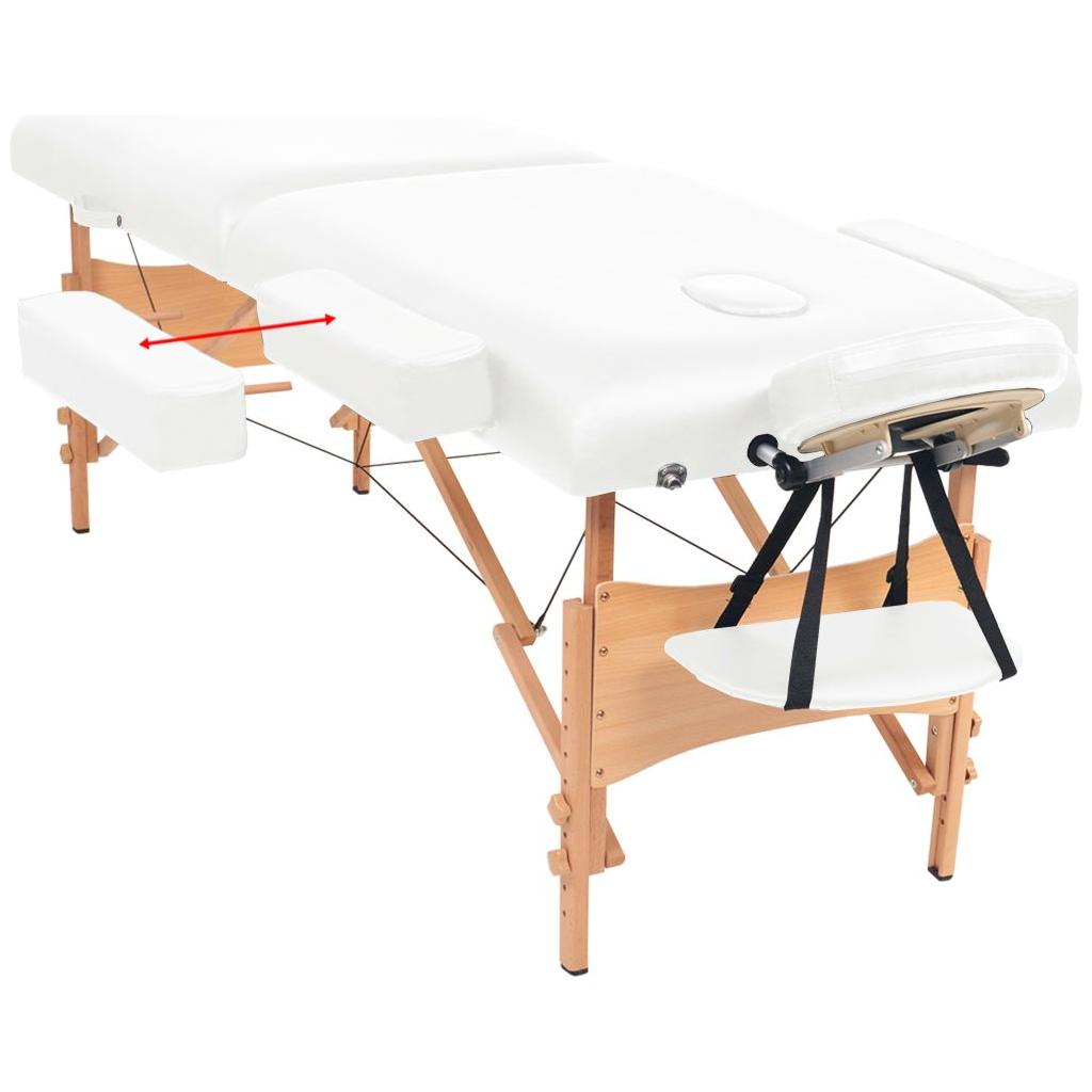 2 zonų sulankstomas masažinis stalas, 10 cm storio, baltas