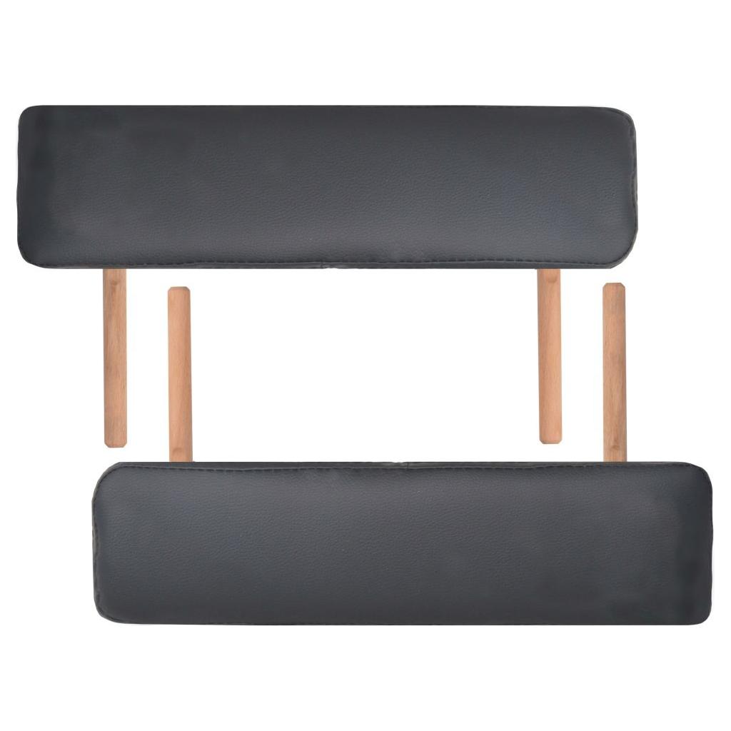 3 zonų sulankstomas masažinis stalas, 10 cm storio, juodas