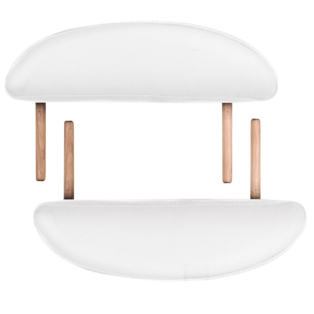 Sulankst. masažinis stalas, 10cm, su 2 atram., ovalas, baltas