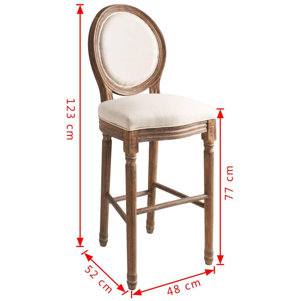 Baro kėdės, 2vnt., linas, 48x52x123cm, kreminė balta spalva
