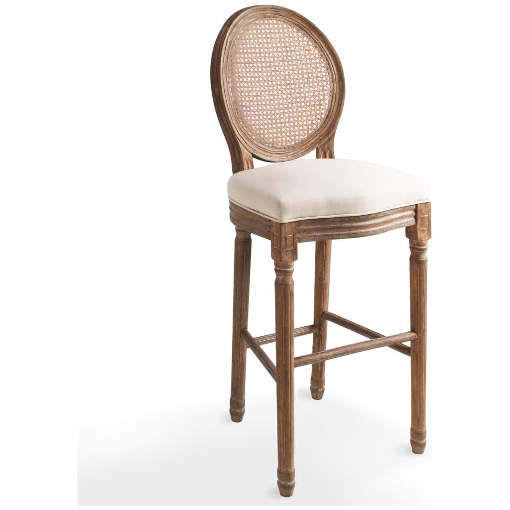 Baro kėdės, 2vnt., linas ir rat., 48x52x123cm, krem. balt. sp.