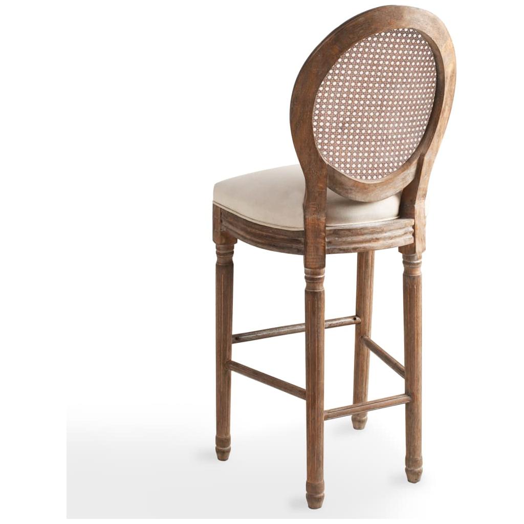 Baro kėdės, 2vnt., linas ir rat., 48x52x123cm, krem. balt. sp.
