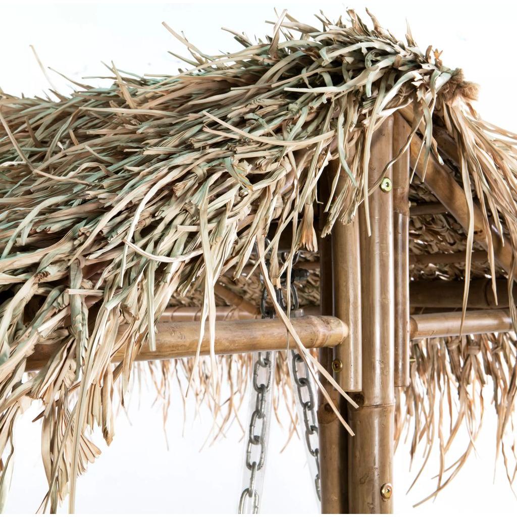 Dvivietės sūpynės su palmių lapais, bambukas, 202 cm