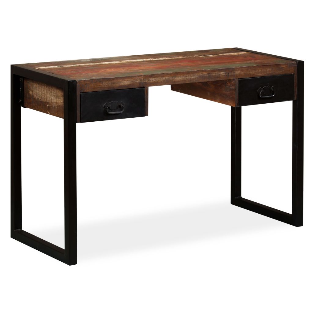 Stalas su 2 stalčiais, masyvi perdirbta mediena, 120x50x76cm