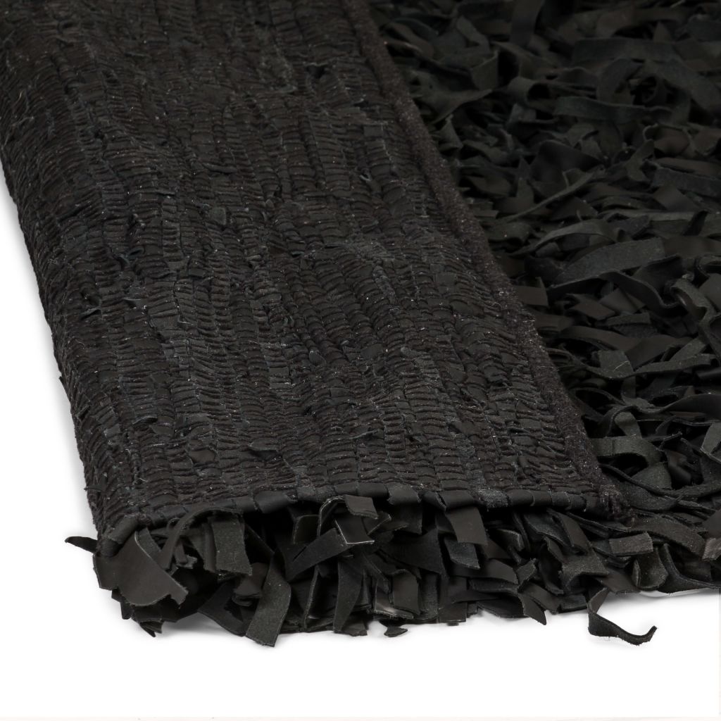 Shaggy tipo kilimėlis, natūrali oda, 160x230 cm, juodas