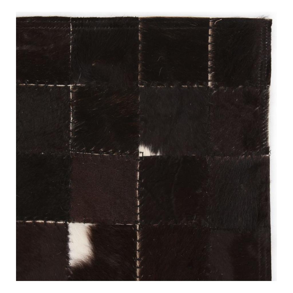 Kilimas, tikros odos, skiaut., 80x150 cm, kvadr., juodas/baltas