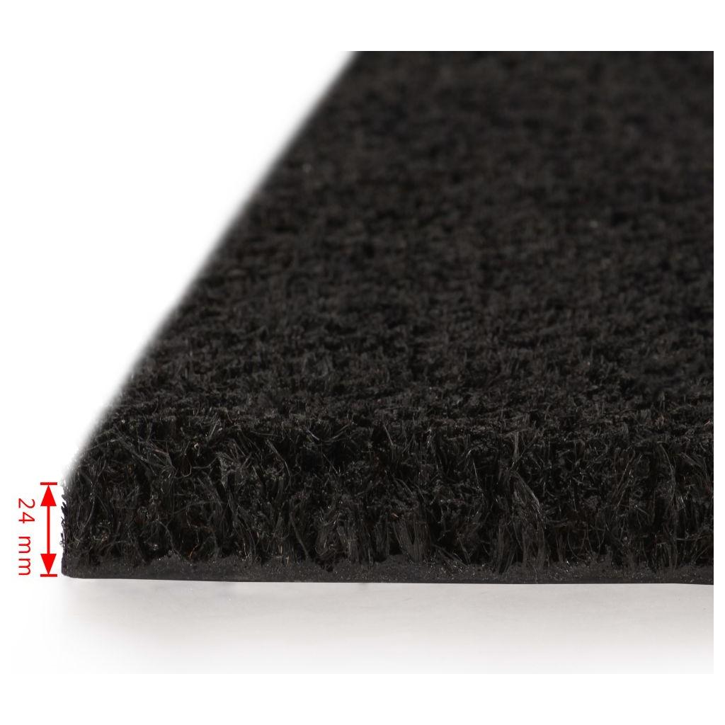 Durų kilimėlis, kokoso pluošt., 24 mm, 100x100 cm, juodas