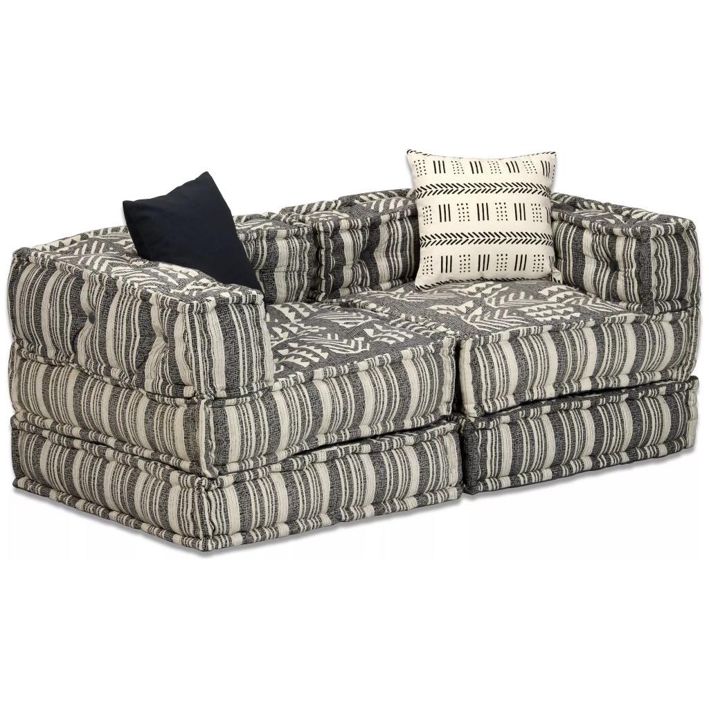 Dvivietė modulinė sofa lova, audinys, dryžuota