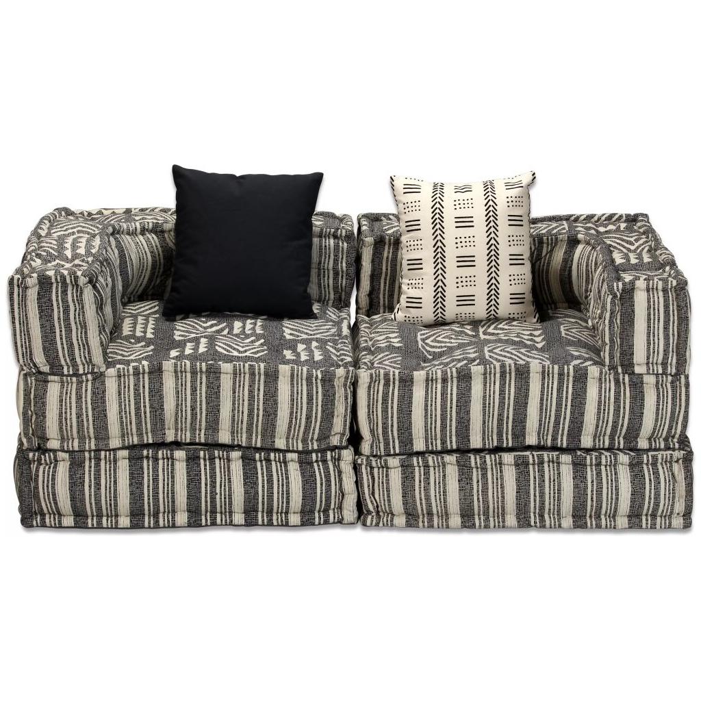 Dvivietė modulinė sofa lova, audinys, dryžuota