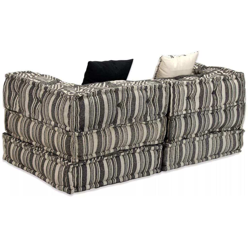 Dvivietė modulinė sofa lova, audinys, dryžuota