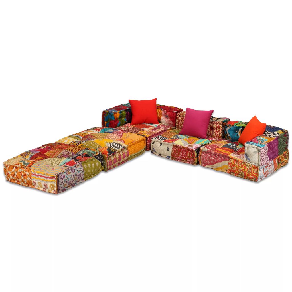 Trivietė modulinė sofa lova, audinys, skiautinis dizainas