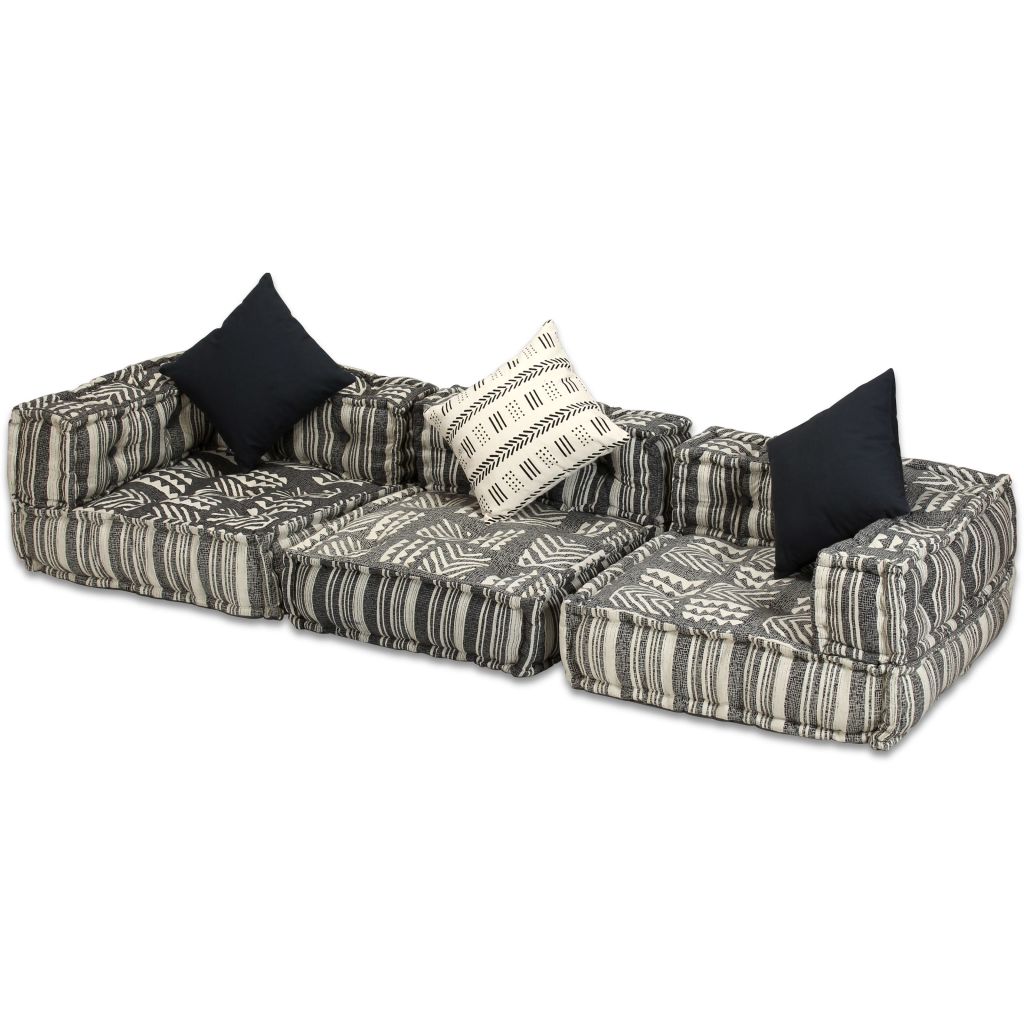 Trivietė modulinė sofa lova, audinys, dryžuota