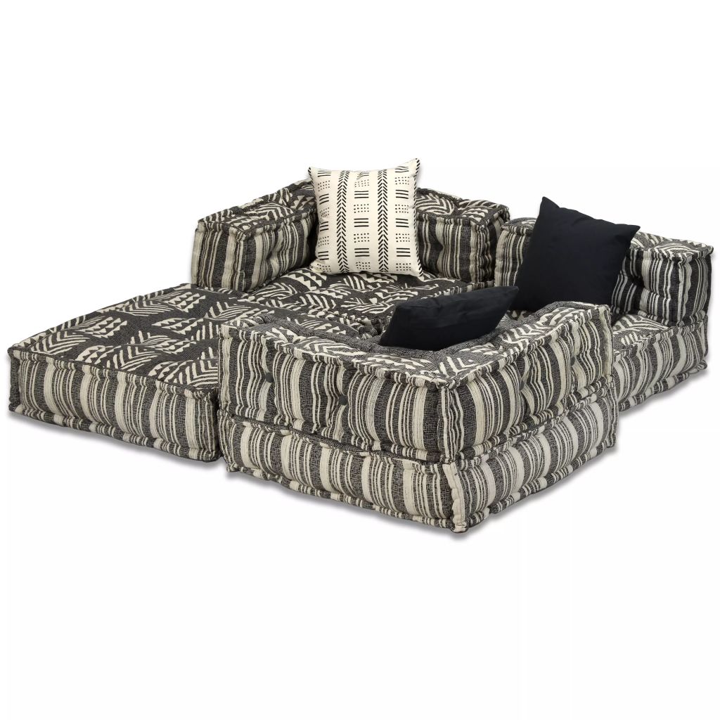 Trivietė modulinė sofa lova, audinys, dryžuota