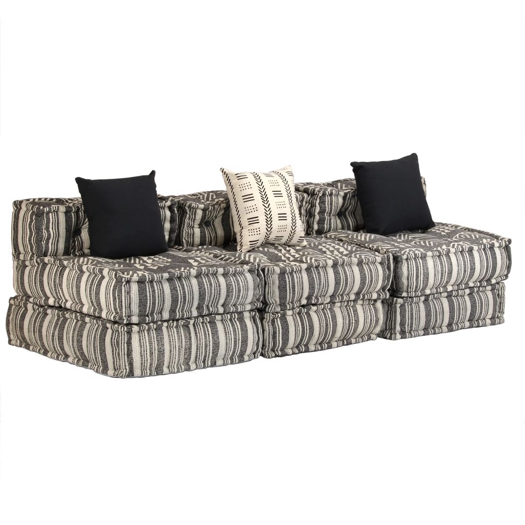 Trivietė modulinė sofa-lova, audinys, dryžuota