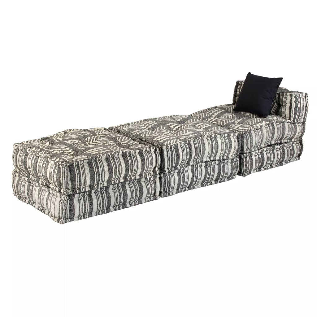 Trivietė modulinė sofa-lova, audinys, dryžuota