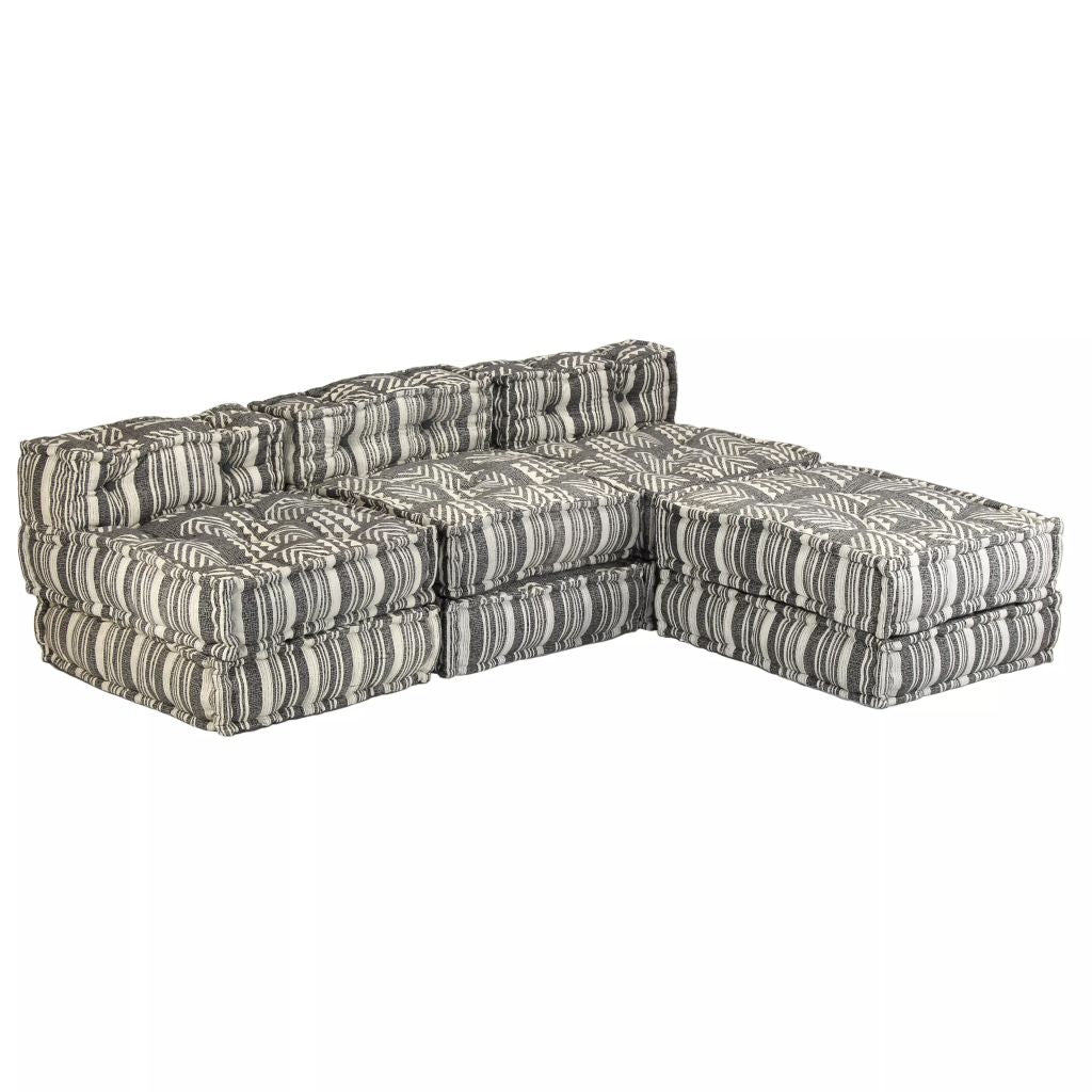Trivietė modulinė sofa-lova, audinys, dryžuota