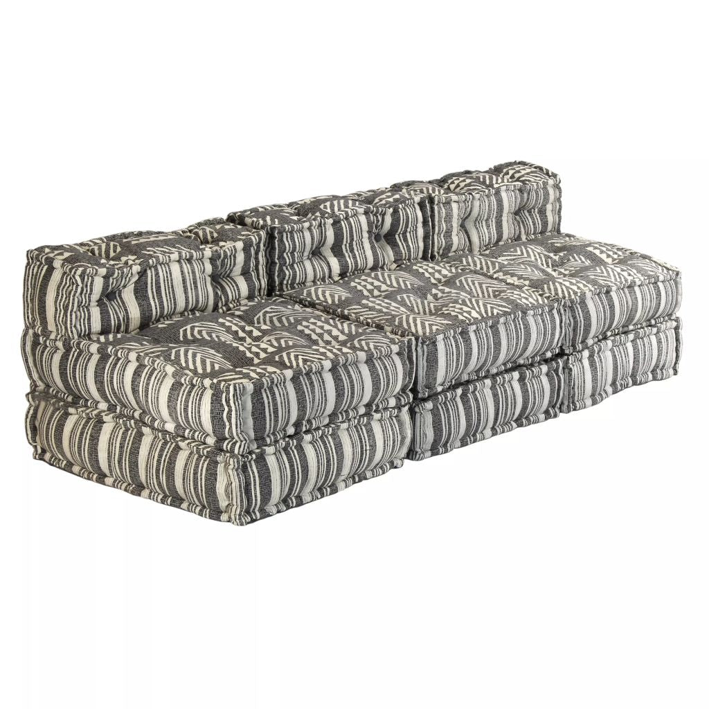 Trivietė modulinė sofa-lova, audinys, dryžuota