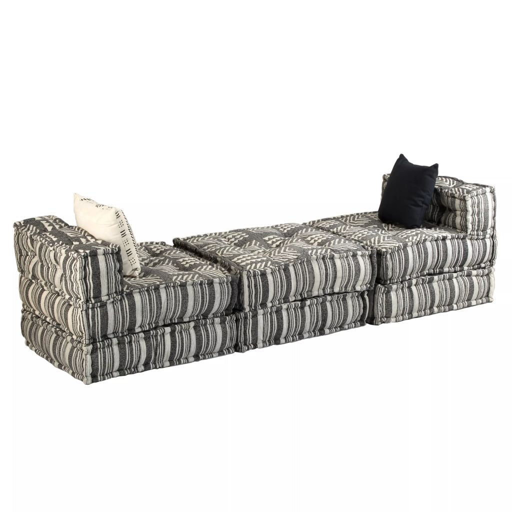 Trivietė modulinė sofa-lova, audinys, dryžuota