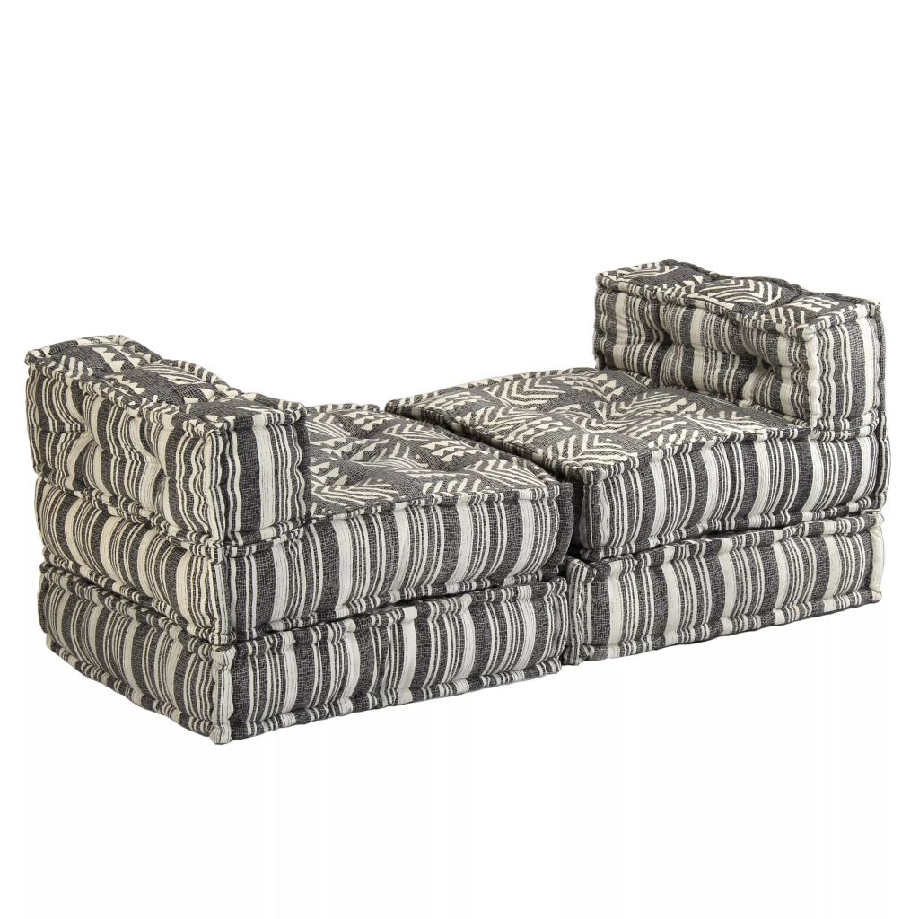 Trivietė modulinė sofa-lova, audinys, dryžuota