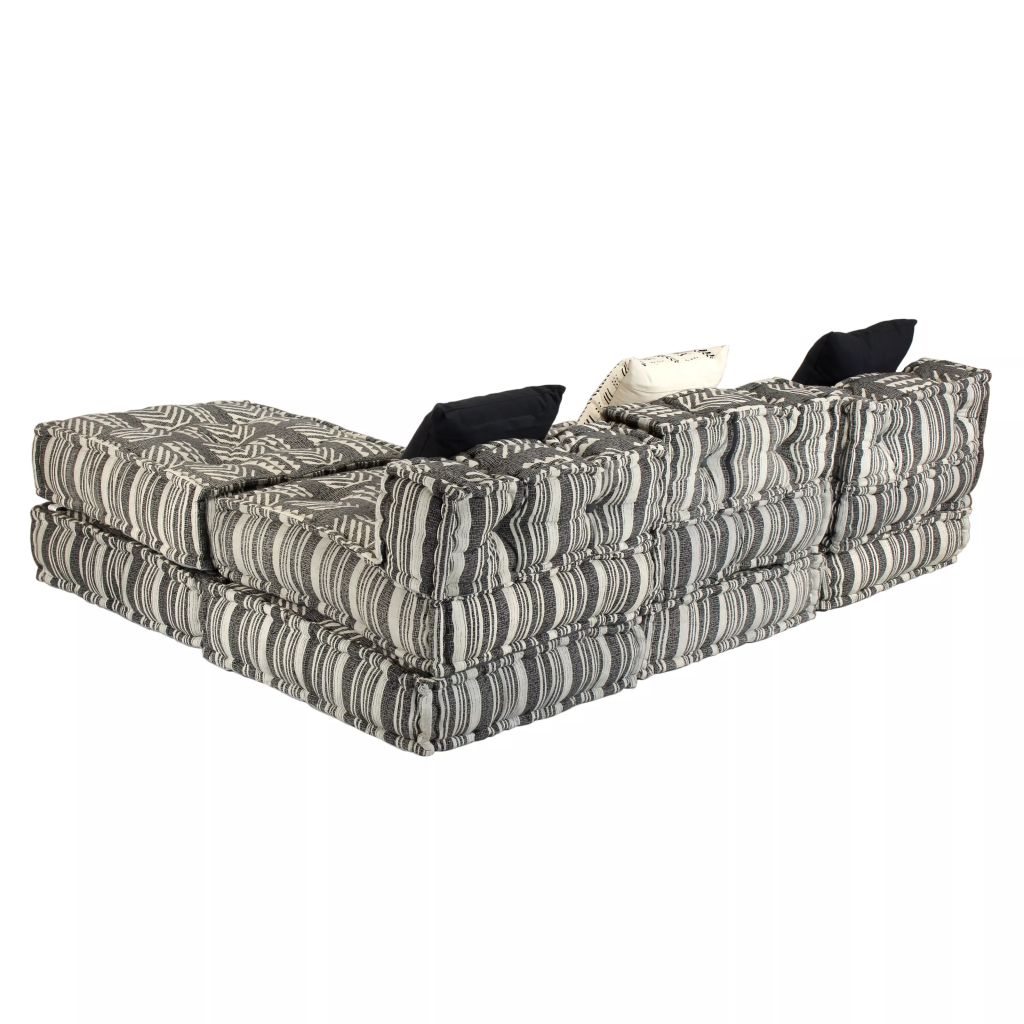 Trivietė modulinė sofa-lova, audinys, dryžuota