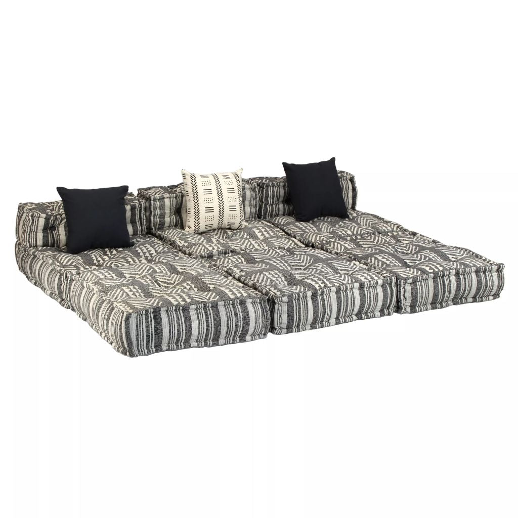 Trivietė modulinė sofa-lova, audinys, dryžuota