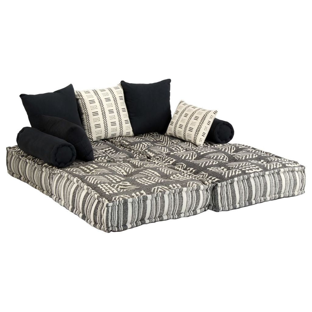 Dvivietė modulinė sofa lova, audinys, dryžuota