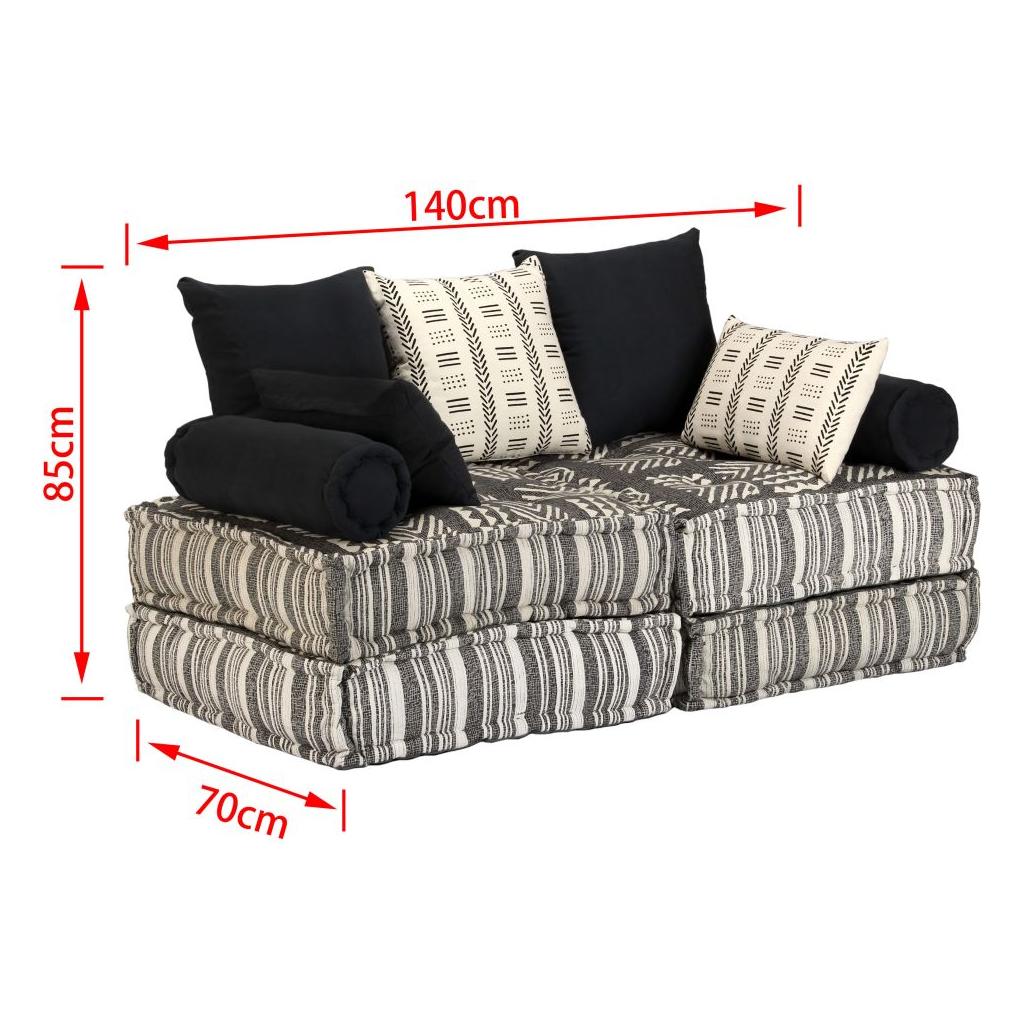 Dvivietė modulinė sofa lova, audinys, dryžuota