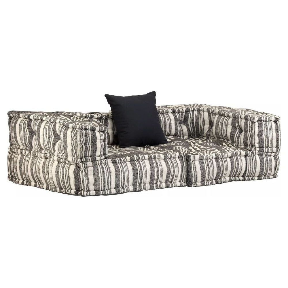 Dvivietė modulinė sofa su porankiais, audinys, dryžuota